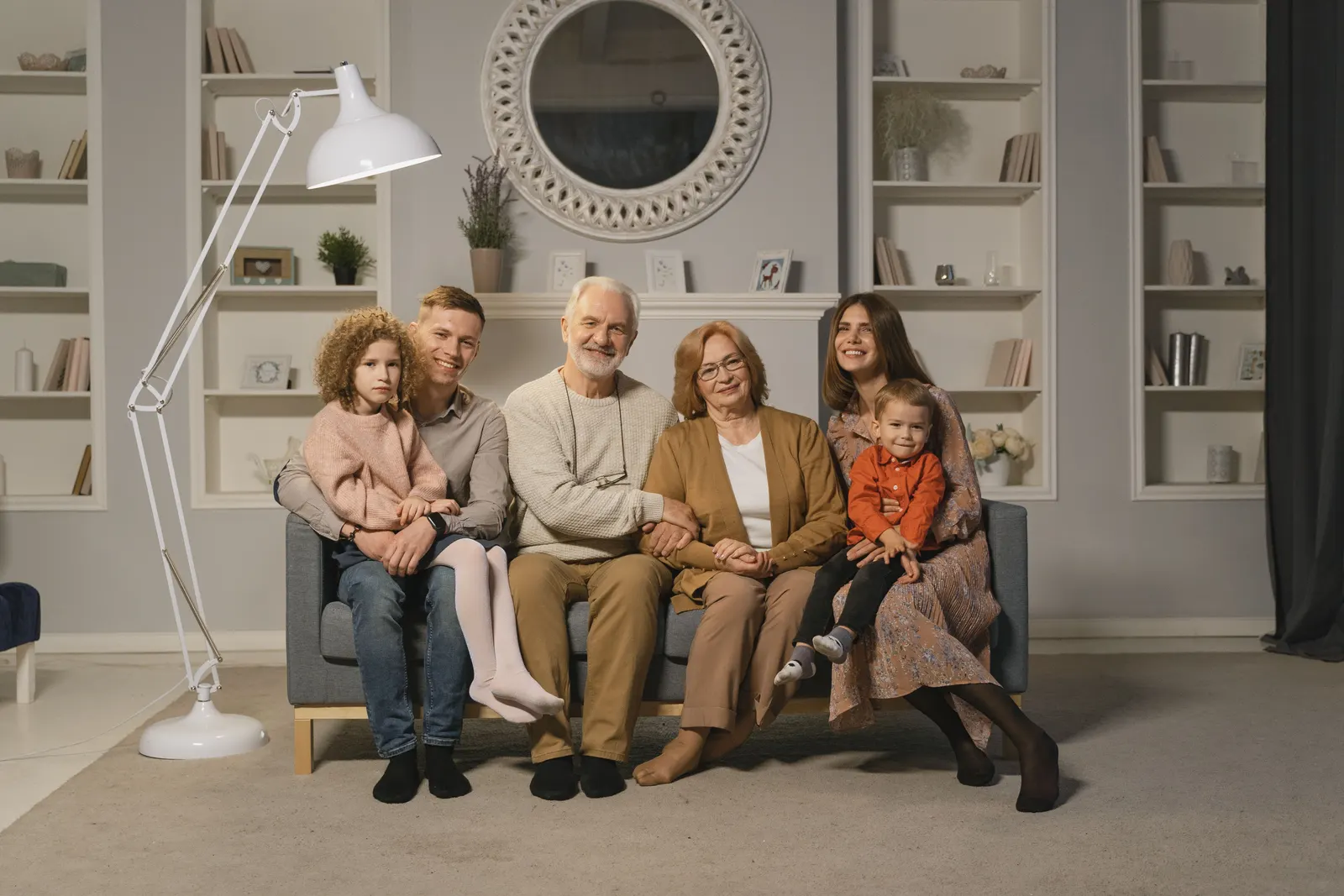 Multi-generational family enjoying balanced temperature and cleaner indoor air