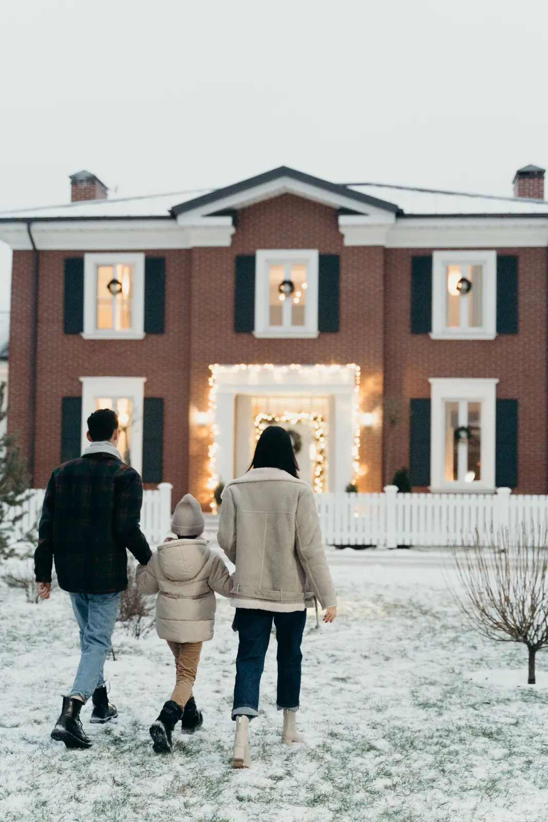 Michigan family returning to a warm home during winter