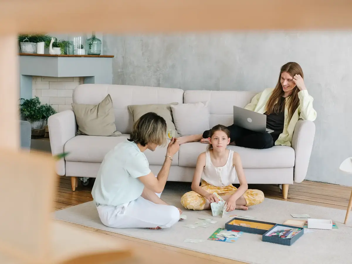 Family enjoying a comfortable home after HVAC service